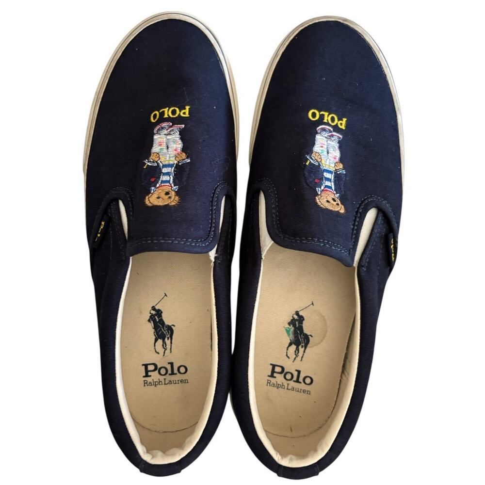 Polo Ralph Lauren Polo Bear Keaton Slip-On Sneaker Navy Men's Size 7.5 - Picture 6 of 9